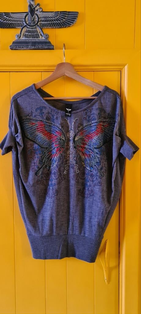 Tunique neuve papillon taille S, Enlèvement ou Envoi, Comme neuf, Gris