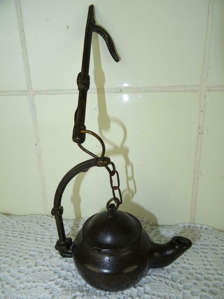 Antieke olielamp snotneus olielamp antiek curiosa kunst 1850, Ophalen of Verzenden