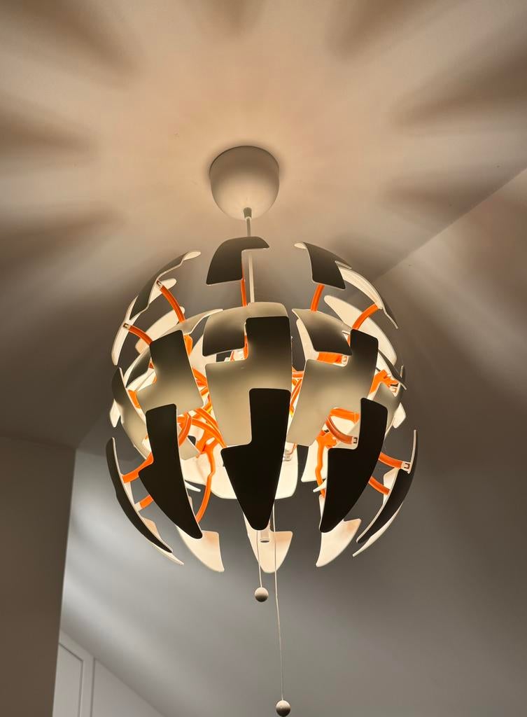 IKEA PS 2014 Hanglamp Wit/Oranje, Huis en Inrichting, Lampen | Hanglampen, Ophalen, Zo goed als nieuw, Kunststof, Design