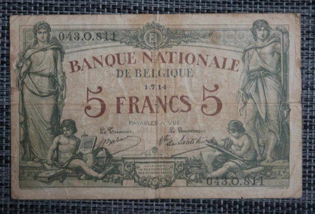 Billet 5 Francs Belgique 01.07.14, Enlèvement ou Envoi, Belgique, Série