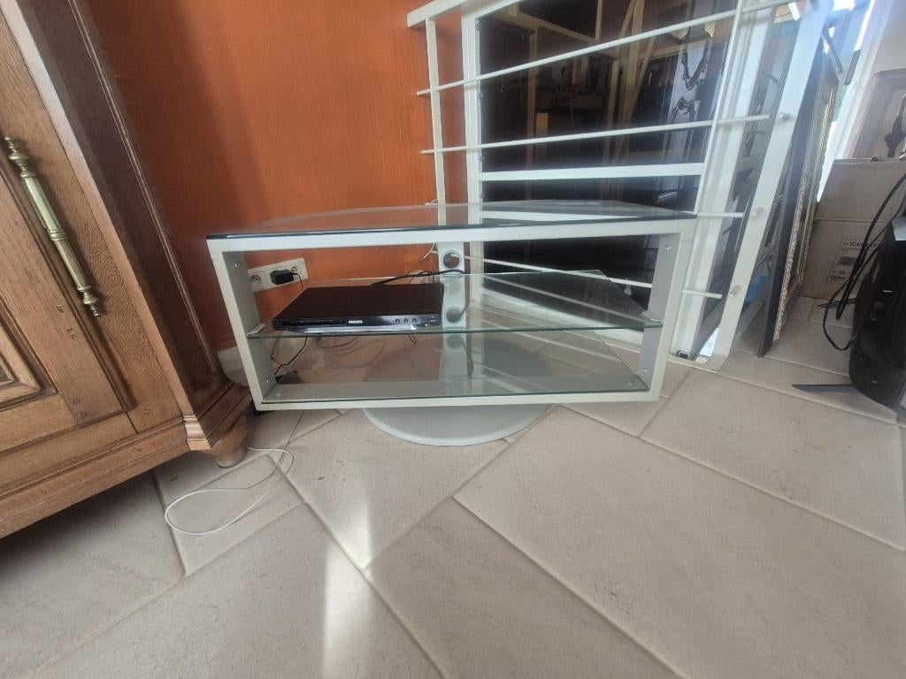 Meuble bas tv, Maison & Meubles, Verre, Moins de 100 cm, Comme neuf, Enlèvement