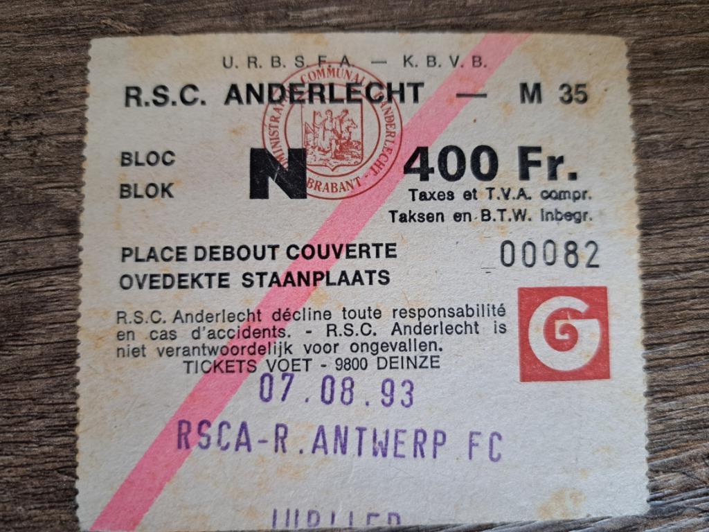 Voetbalticket Anderlecht, Ophalen of Verzenden, Gebruikt