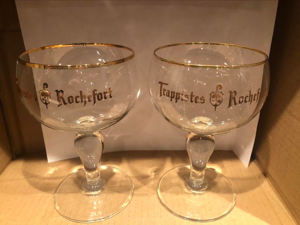trappistes rochefort 2x différents, Enlèvement ou Envoi, Utilisé, Verre ou Verres, Autres marques
