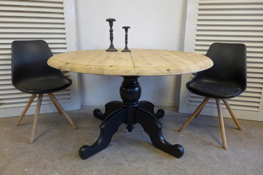 Prachtige zwarte ronde uitschuifbare  eettafel 130 cm, Ophalen, 100 tot 150 cm, Rond, Zo goed als nieuw