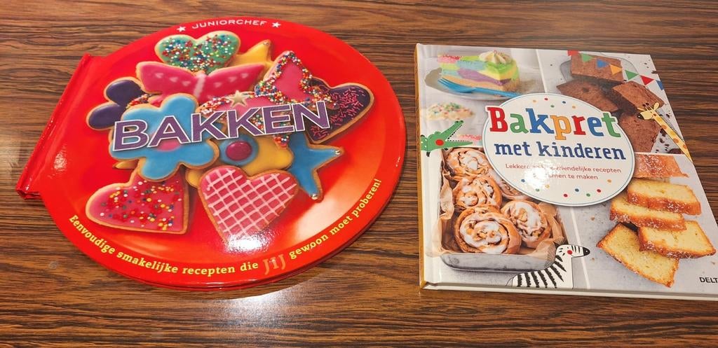 2 boeken Bakpret met kinderen Juniorchef bakken, Hobby en Vrije tijd, Ophalen of Verzenden, Zo goed als nieuw