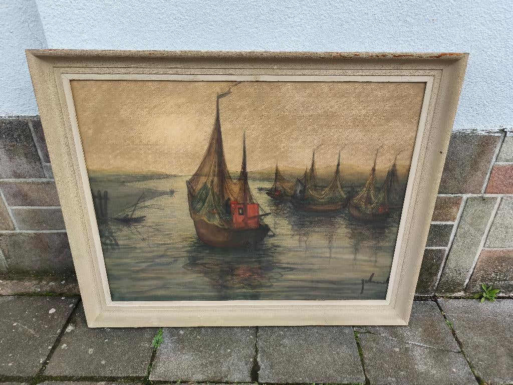 Aquarelle marine signe Théo idserda, Antiek en Kunst, Kunst | Schilderijen | Klassiek, Ophalen