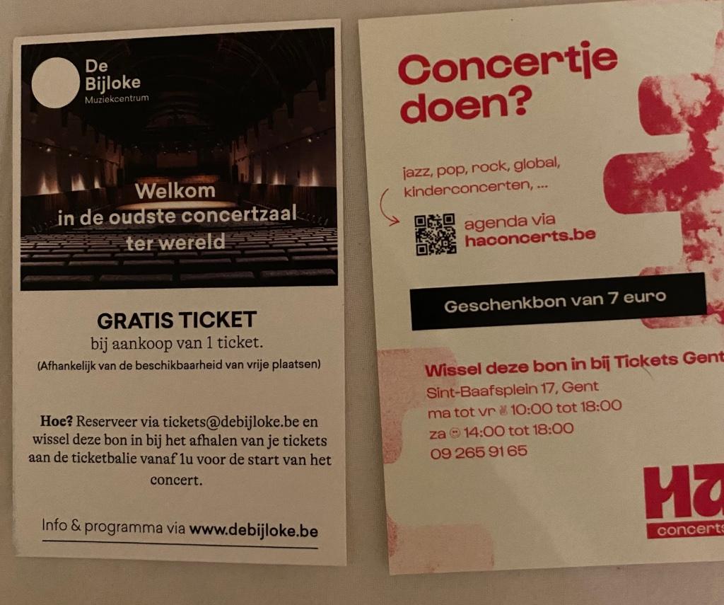 2 muziek tickets, Tickets & Billets, Concerts | Autre, Une personne