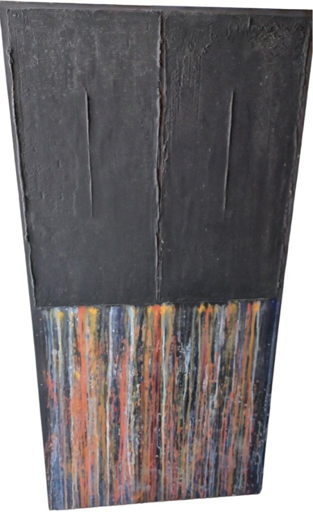 R. Rey modern kunstwerk uit 1985., Ophalen, Gesigneerd, Olieverf, Abstract