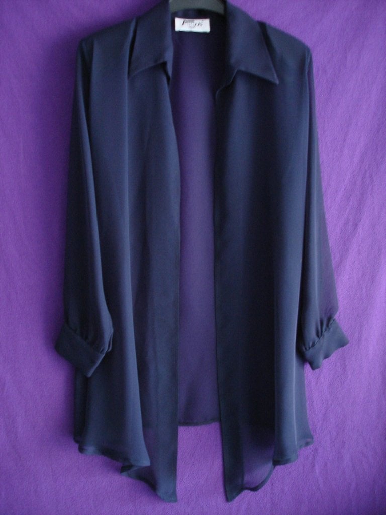 Doorzichtige overbloes met lange mouwen marineblauw., Blauw, Maat 42/44 (L), Ophalen of Verzenden, Paris Style