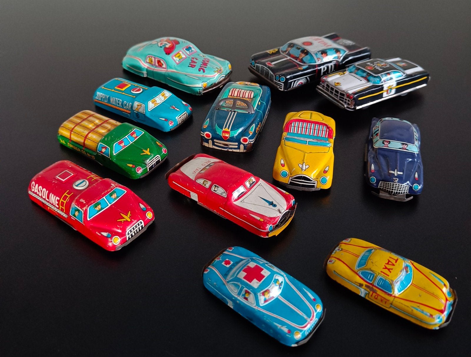 Oude blikken Japanse speelgoed auto's., Ophalen of Verzenden