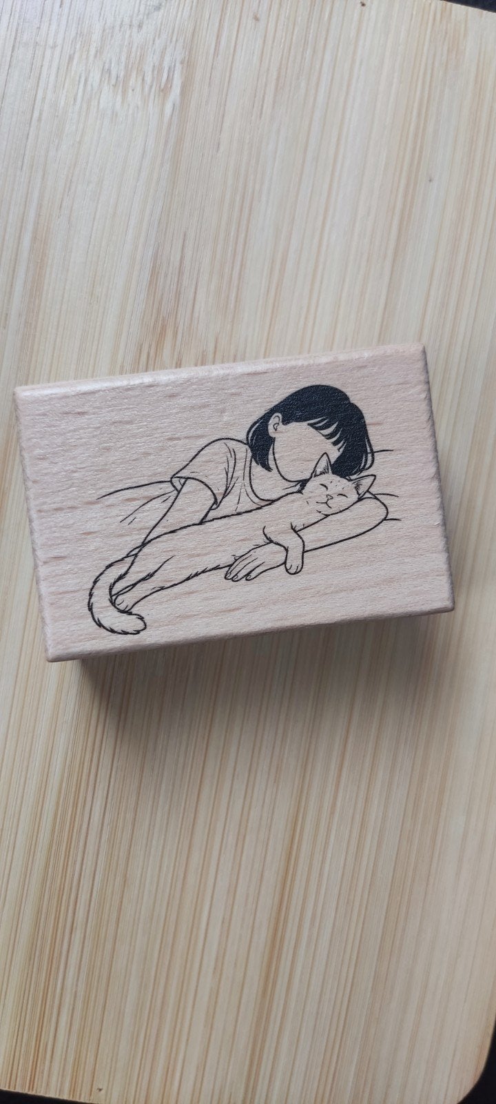 japanese style wooden rubber stamp 6 x 4 cm, Enlèvement ou Envoi, Comme neuf, Estampe en bois