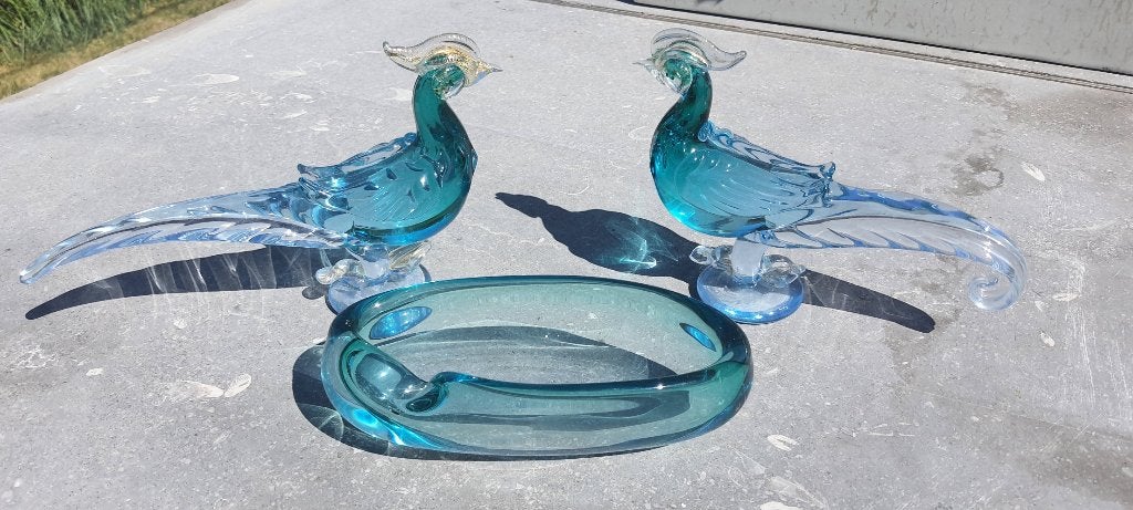 Decoratiestukken (3st) in venitiaans glas, Antiek en Kunst, Ophalen