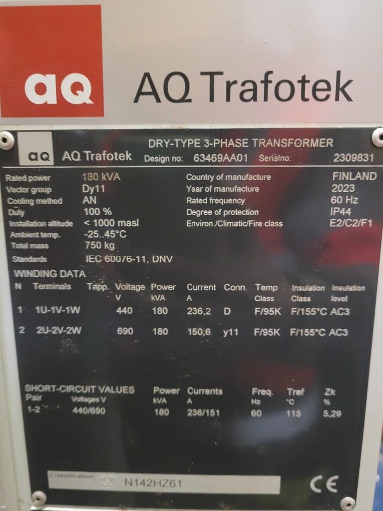 Trafo- AQ Trafotek- Dry type 3-phase transformer