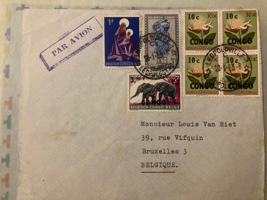 Briefpost/ vanLeopoldstad naar Brussel/1963, Verzenden, Envelop