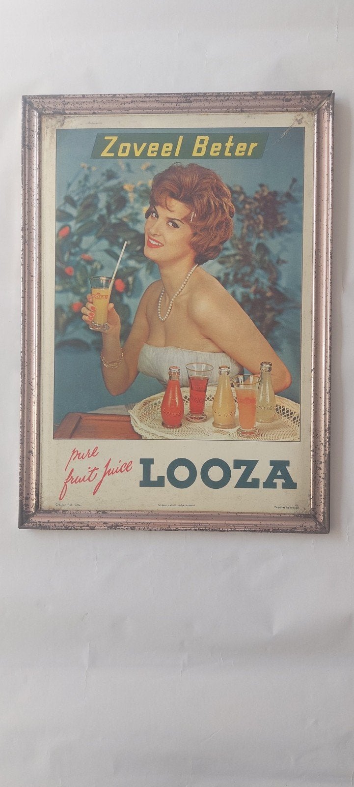 Enseigne publicitaire ancienne LOOZA 1950s, Collections, Enlèvement, Panneau publicitaire