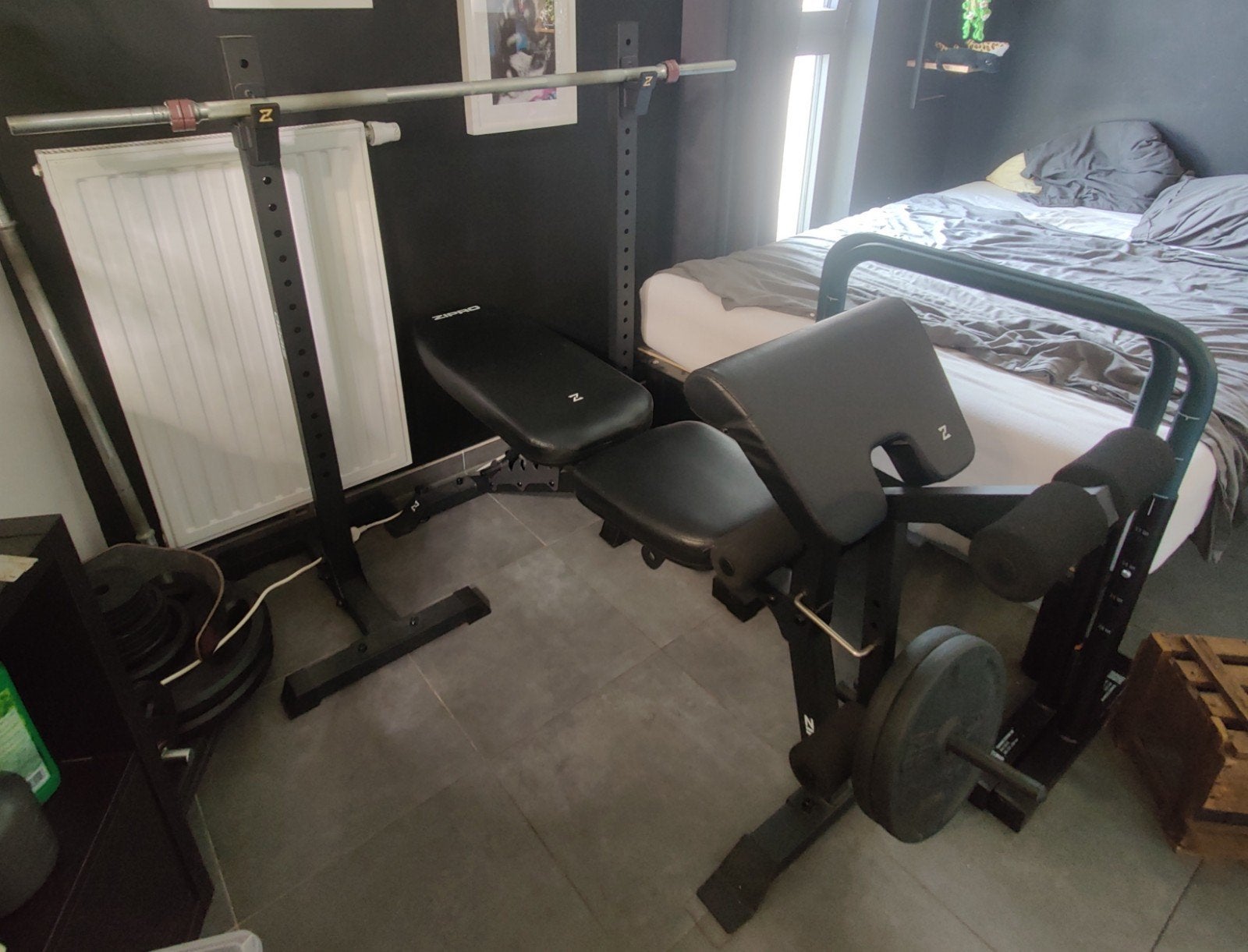 Banc de musculation avec support pour barre, Sports & Fitness, Enlèvement, Comme neuf, Pectoraux, Banc d'exercice