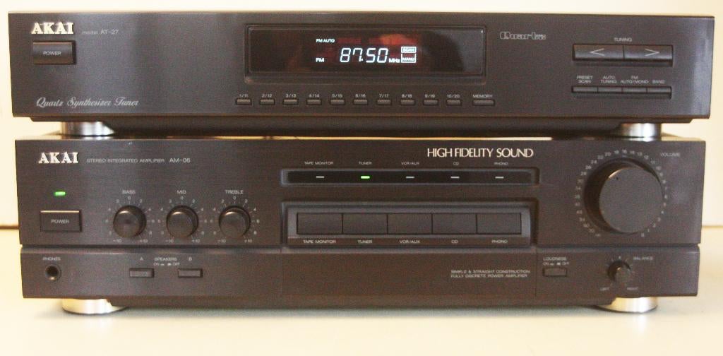 Akai AM-06 Versterker + Akai AT-27 Tuner, Ophalen of Verzenden, Zo goed als nieuw, Stereo, 60 tot 120 watt