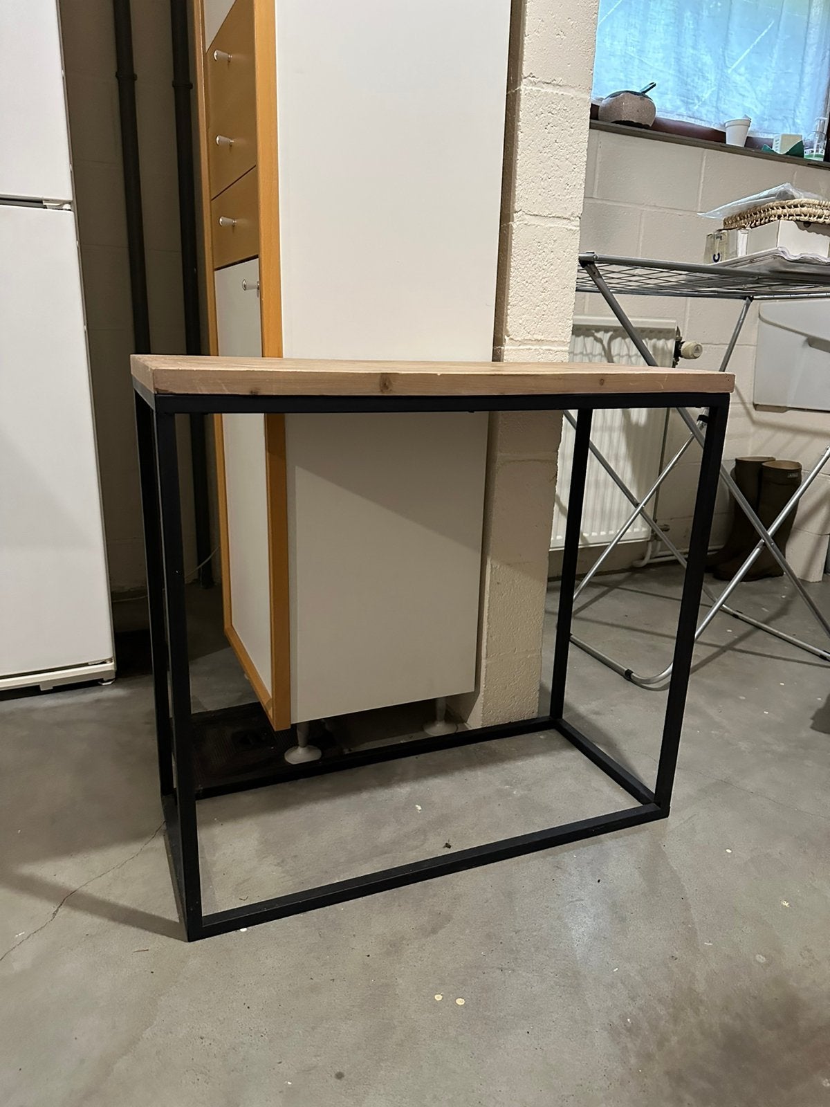 Table console industrielle, Huis en Inrichting, Tafels | Sidetables, Ophalen, 50 tot 100 cm, Teakhout, Zo goed als nieuw
