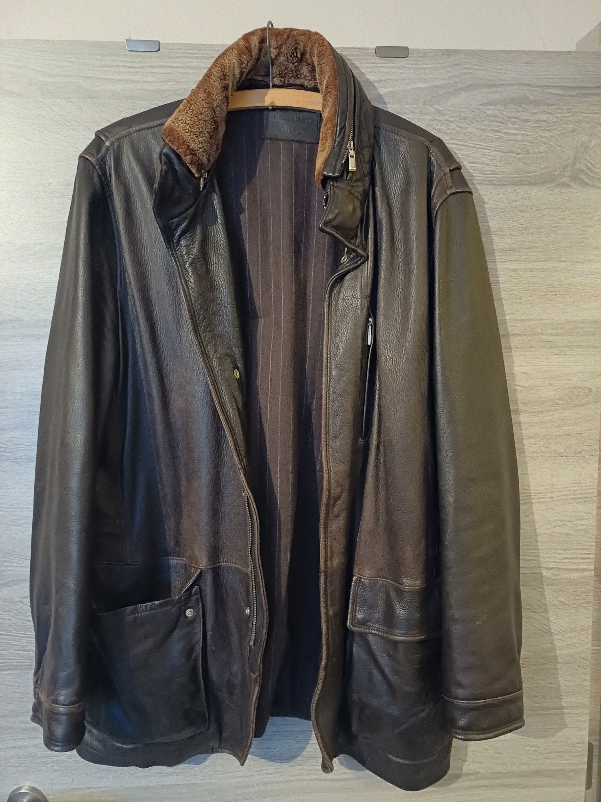veste homme cuire de cerf ermenegildo zegna, Enlèvement, Brun