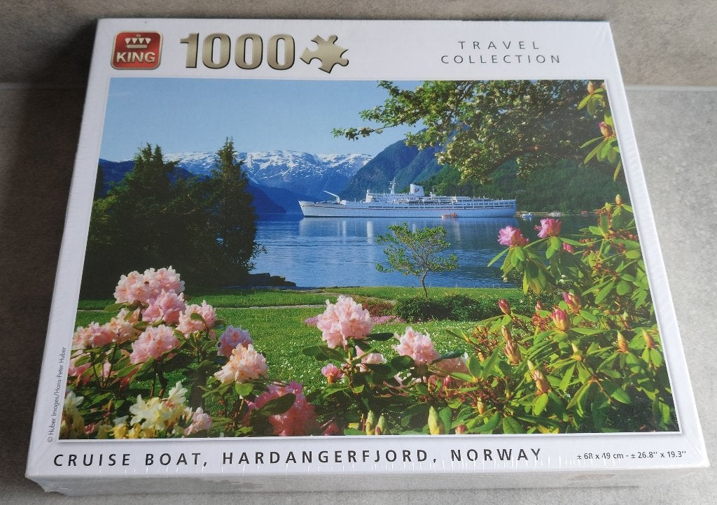 puzzel king cruise boat hardangerfjord norway 1000 stuks, Ophalen of Verzenden, 500 t/m 1500 stukjes, Nieuw, Legpuzzel