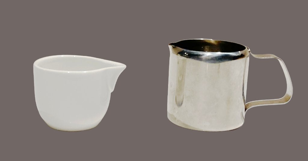 Melkkannetjes in rvs en porselein, Huis en Inrichting, Keuken | Servies, Ophalen, Klassiek, Villeroy & Boch, Zo goed als nieuw