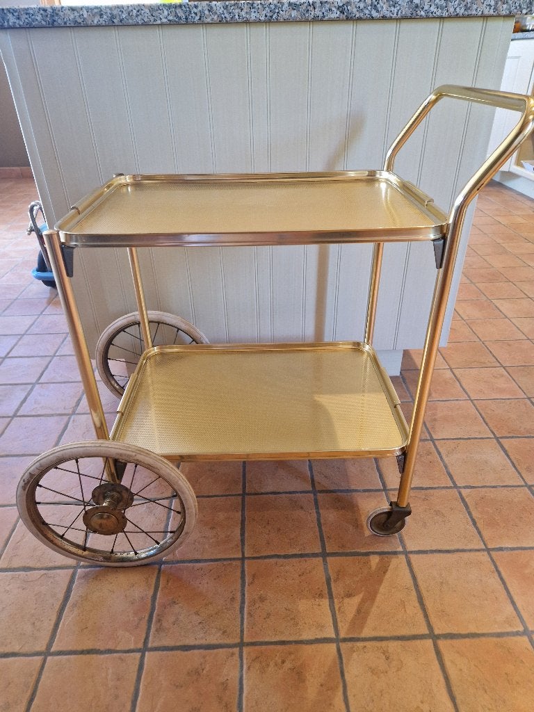 Woodmet Bar Cocktail Theewagen Trolley  UK Goud Aluminium, Antiek en Kunst, Ophalen