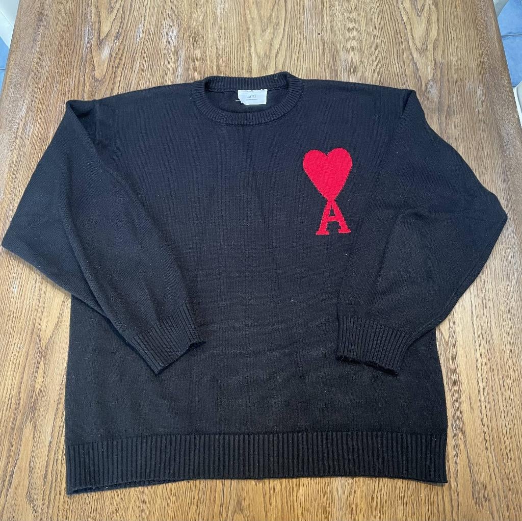 Ami Paris zwarte katoenen trui – maat M – tijdloos model, Enlèvement ou Envoi, Ami Paris, Comme neuf, Taille 48/50 (M)