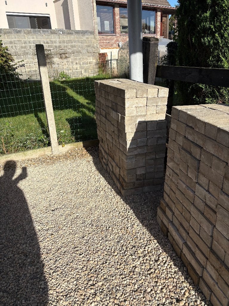 Betonklinkers 11*22*8, Tuin en Terras, Ophalen, Gebruikt, Klinkers, 10 m² of meer