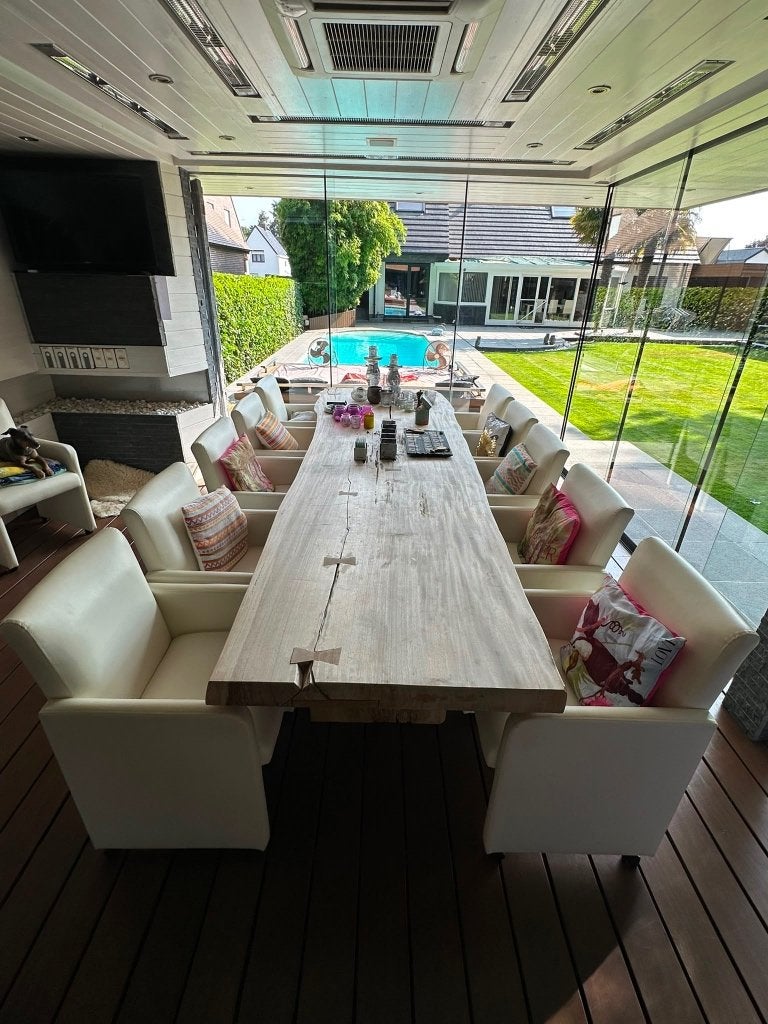 boomtafel, Tuin en Terras, Ophalen, Zo goed als nieuw, Rechthoekig, Hout