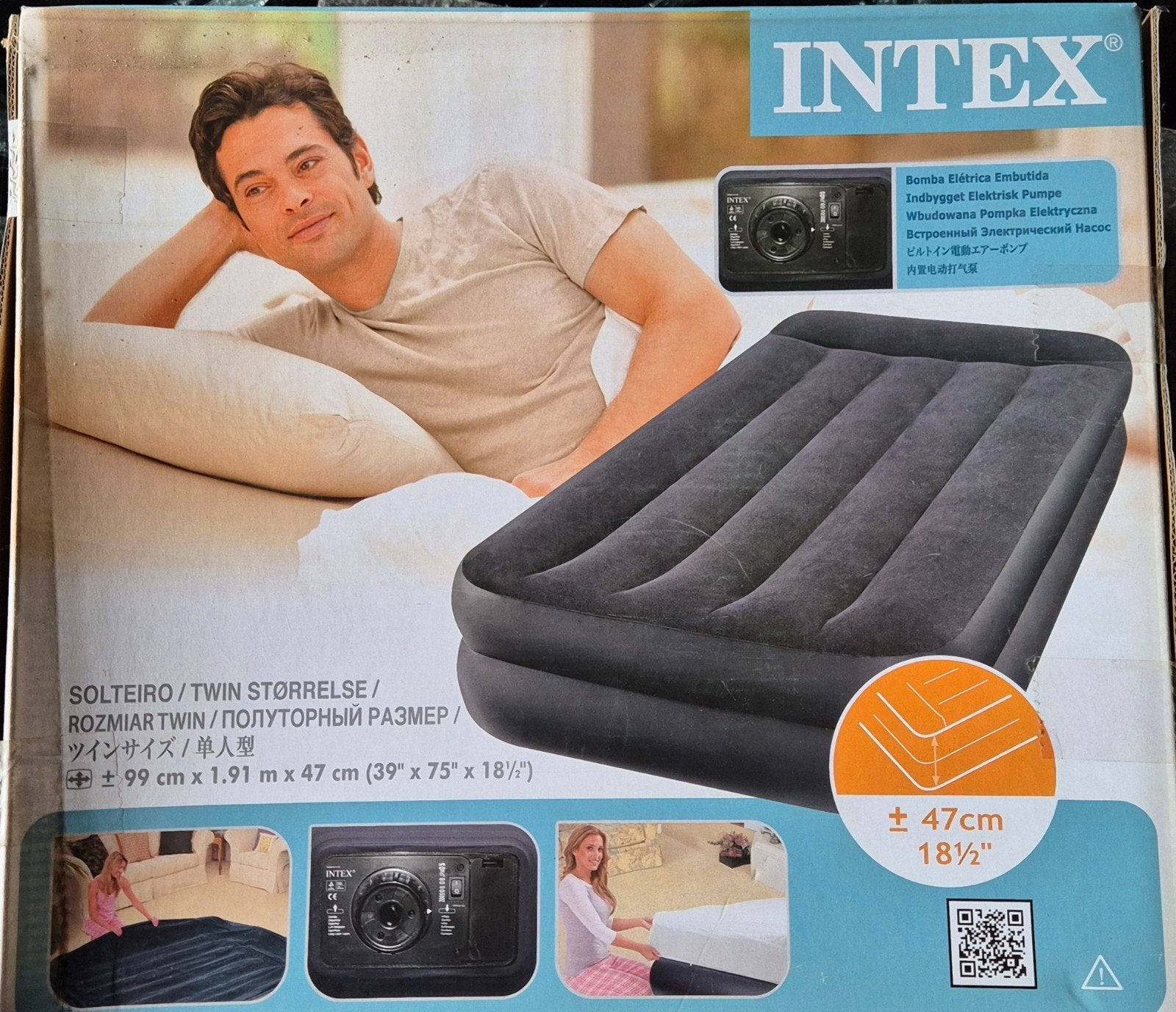 Matelas gonflable Intex, Caravanes & Camping, Matelas pneumatiques, Enlèvement, Pompe intégrée, Neuf, 1 personne