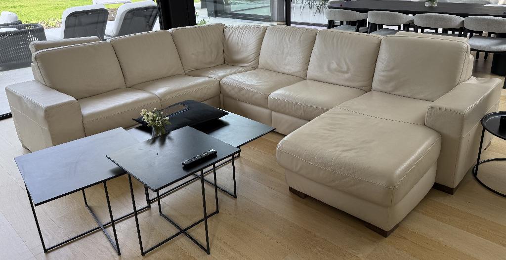 Hoekzetel met relax en liggedeelte, Ophalen, Gebruikt, Leer