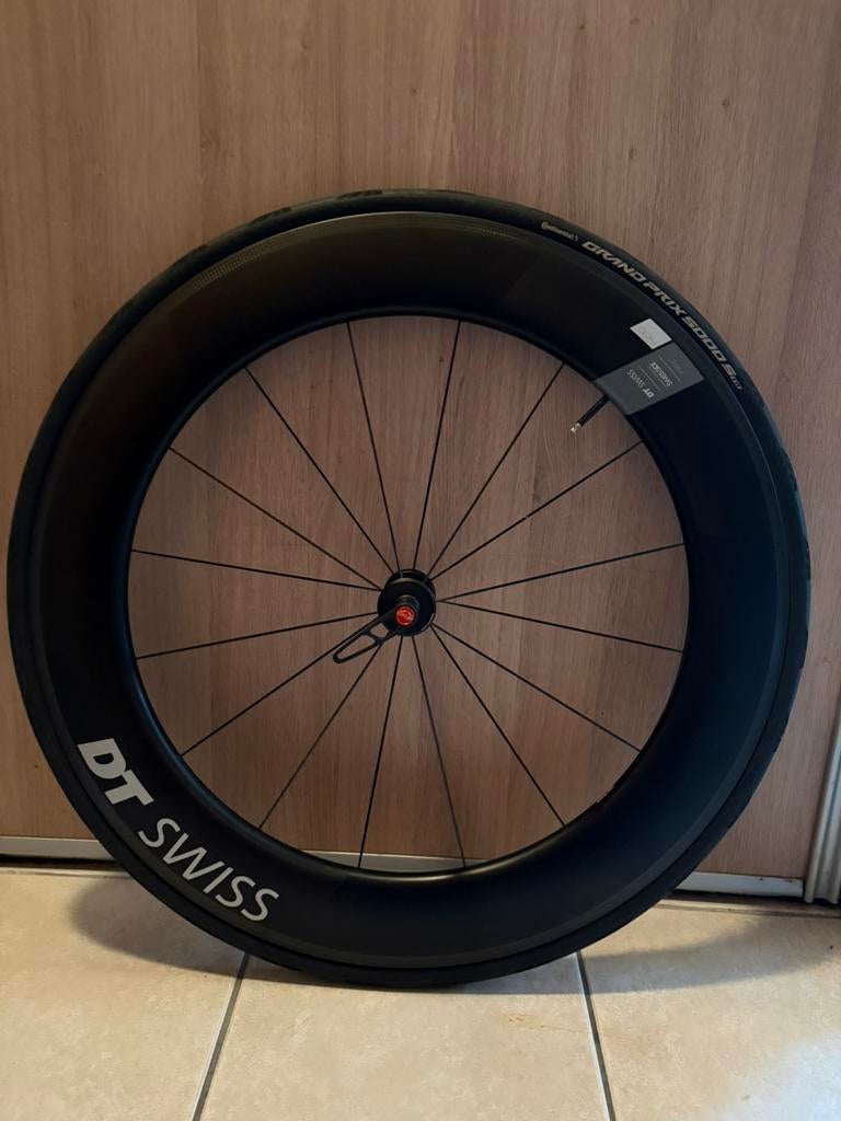 Carbon voorwiel met velghoogte 80mm, velgrem, Racefiets, Comme neuf, Enlèvement, Carbone