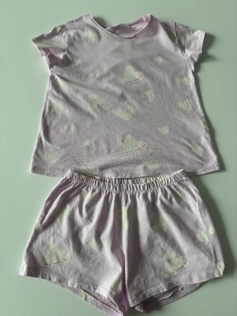 Roze zomerpyjama maat 140, Nacht- of Onderkleding, Meisje, Ophalen of Verzenden, Zo goed als nieuw