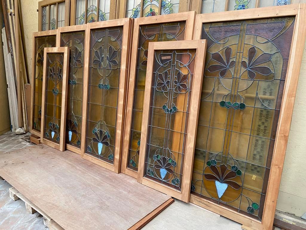 Série originale de vitraux De Coene de 8 pièces, Enlèvement, Utilisé, Vitrail