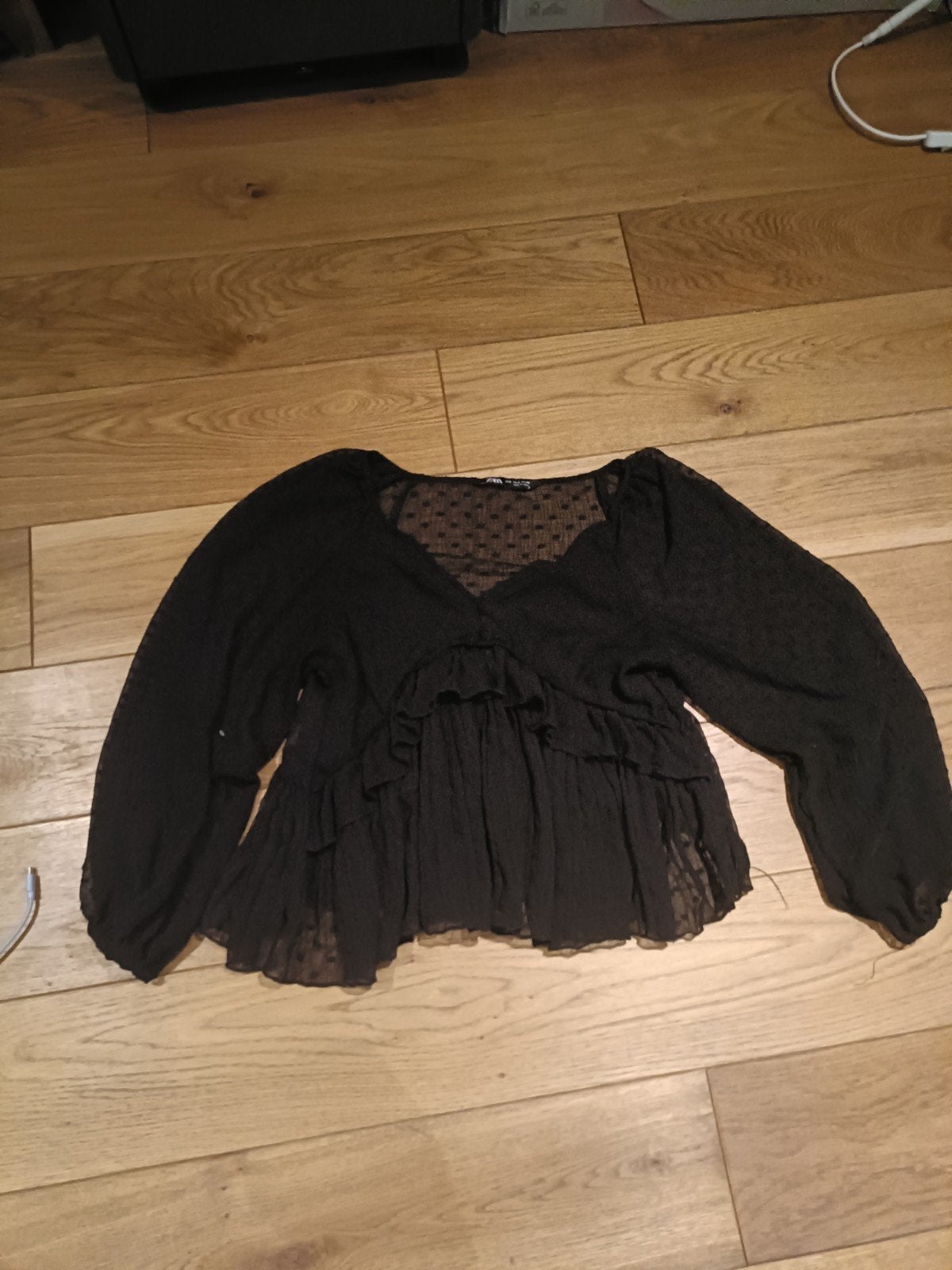 zwarte blouse, een beetje doorzichtig, Zara, Ophalen of Verzenden, Zo goed als nieuw, Lange mouw
