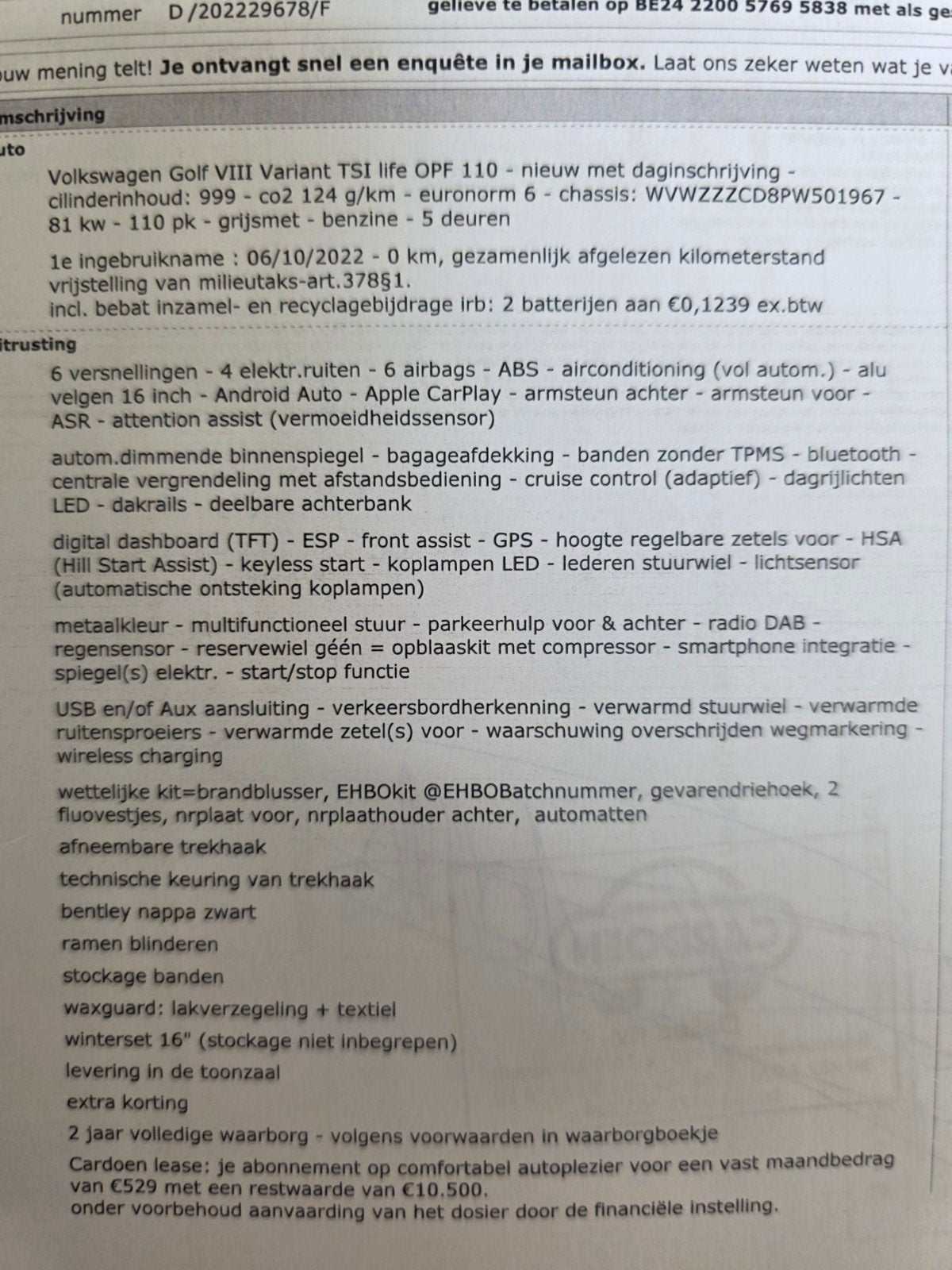 Volkswagen 8 variant te koop, Autos, Particulier, Achat, Golf