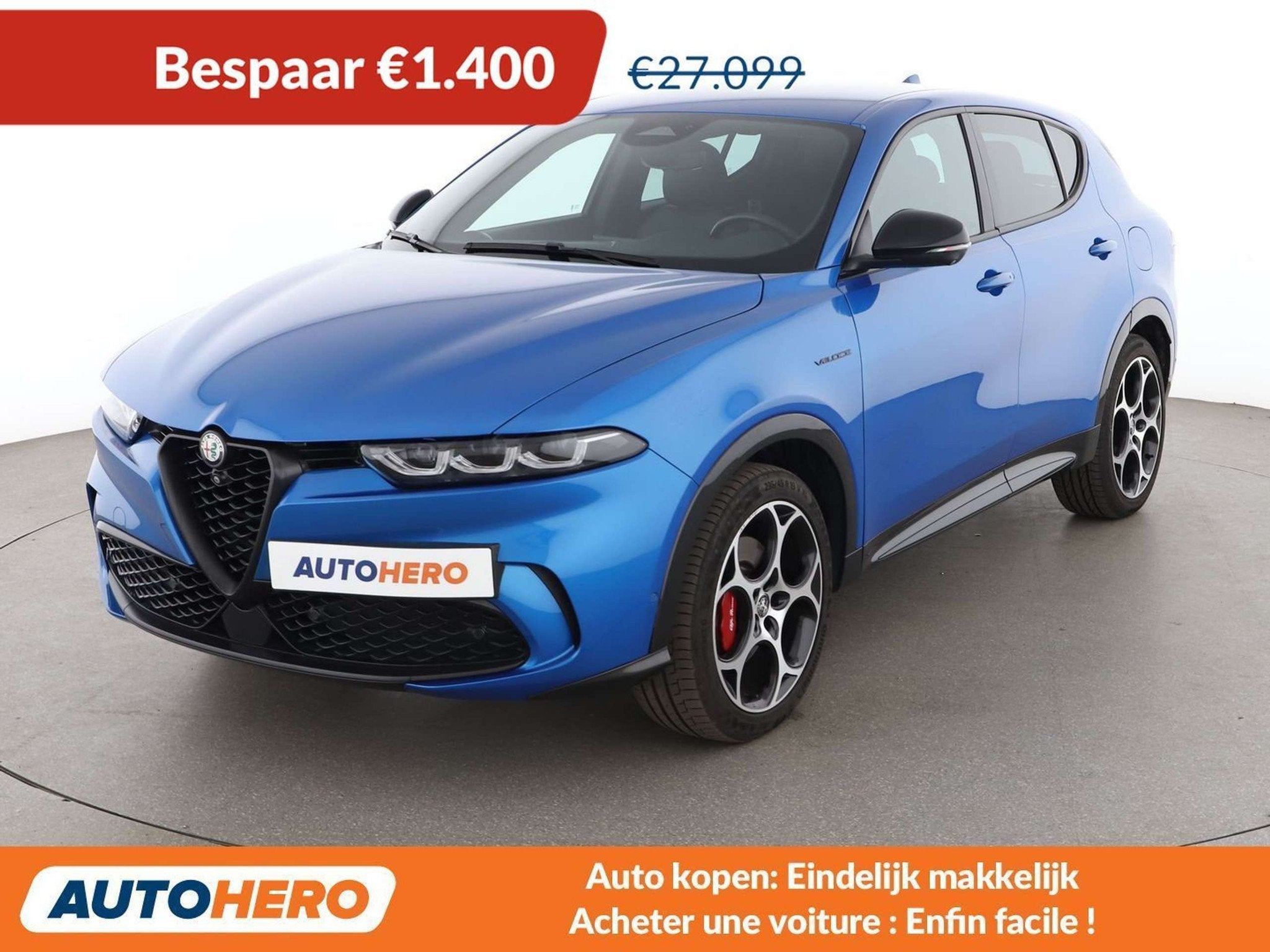 Alfa Romeo Tonale 1.3 Plug-in Hybrid Veloce AWD (bj 2023), Auto's, Gebruikt, Blauw, Leder, 5 zetels