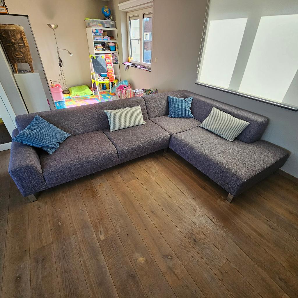 hoeksalon 305x210 + poef in perfecte staat 250,00, Ophalen, Gebruikt, Stof, Modern