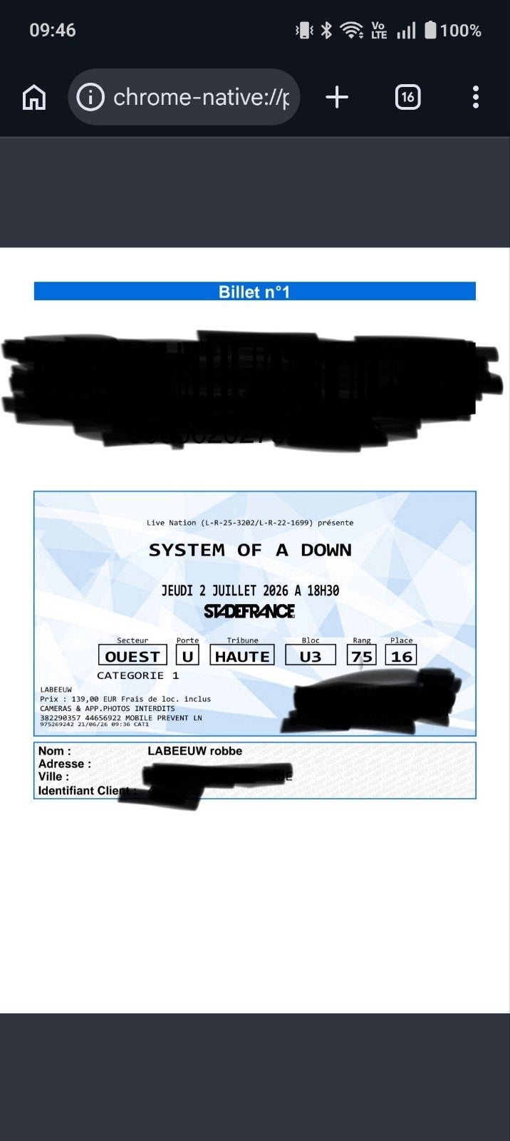 System of a down - Paris, Tickets & Billets