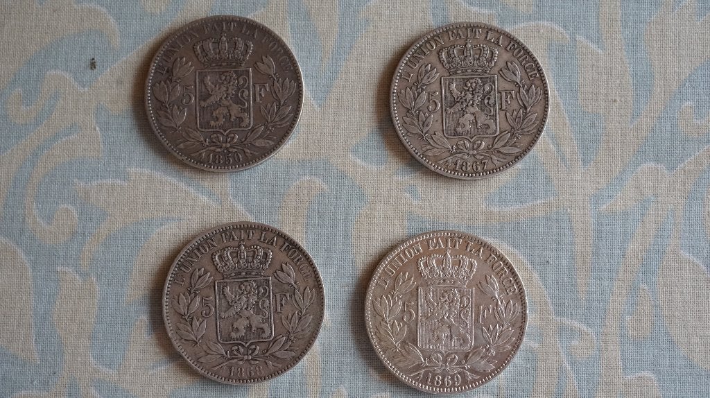 Zilveren munten 5FR Leo I en Leo II, Verzenden, Zilver, Losse munt, Zilver