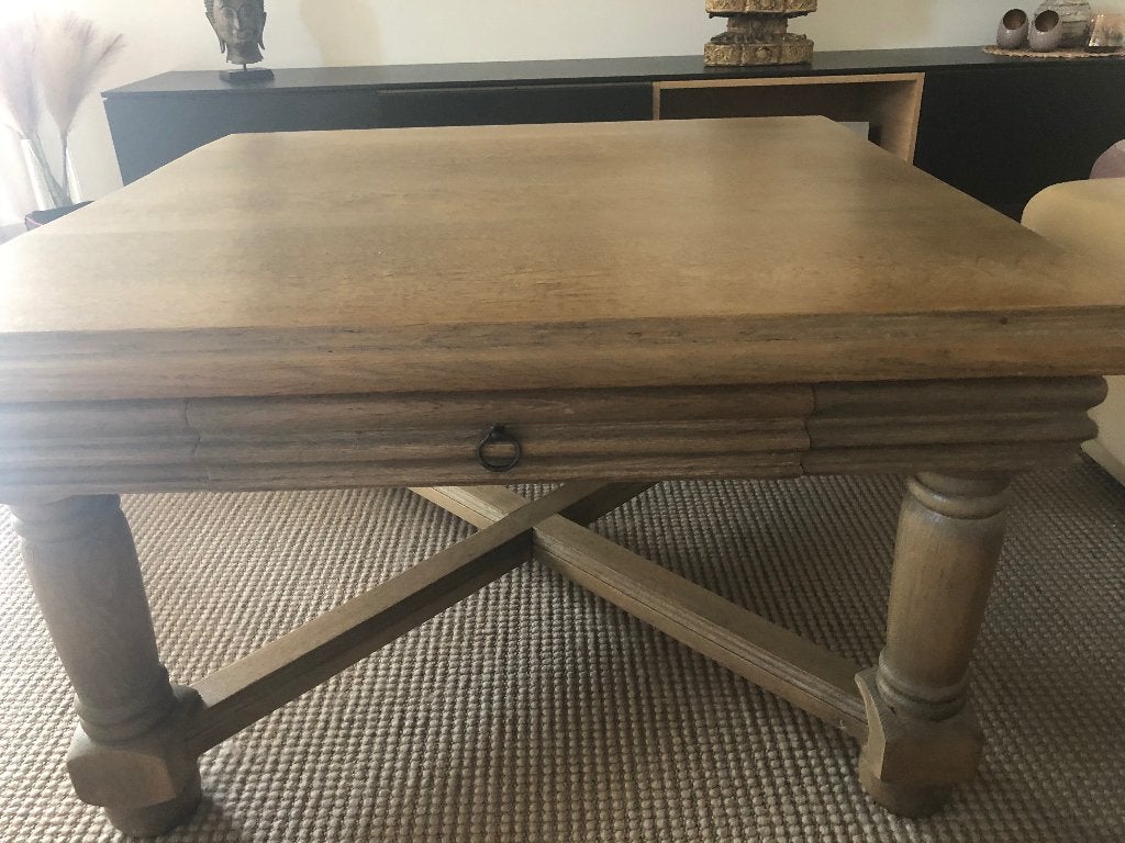 Massieve eiken tafel ….grijs getint, Maison & Meubles, Tables | Tables de salon, 50 à 100 cm, Enlèvement, 50 à 100 cm, Chêne