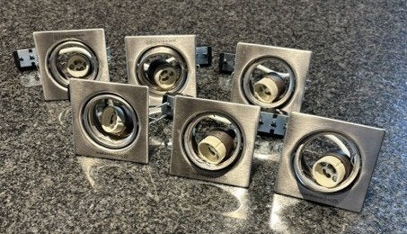 6 spots encastrés en acier inoxydable Massive, Maison & Meubles, Lampes | Spots, Comme neuf, Spot encastrable, Métal, GU10, Compatible montage au plafond