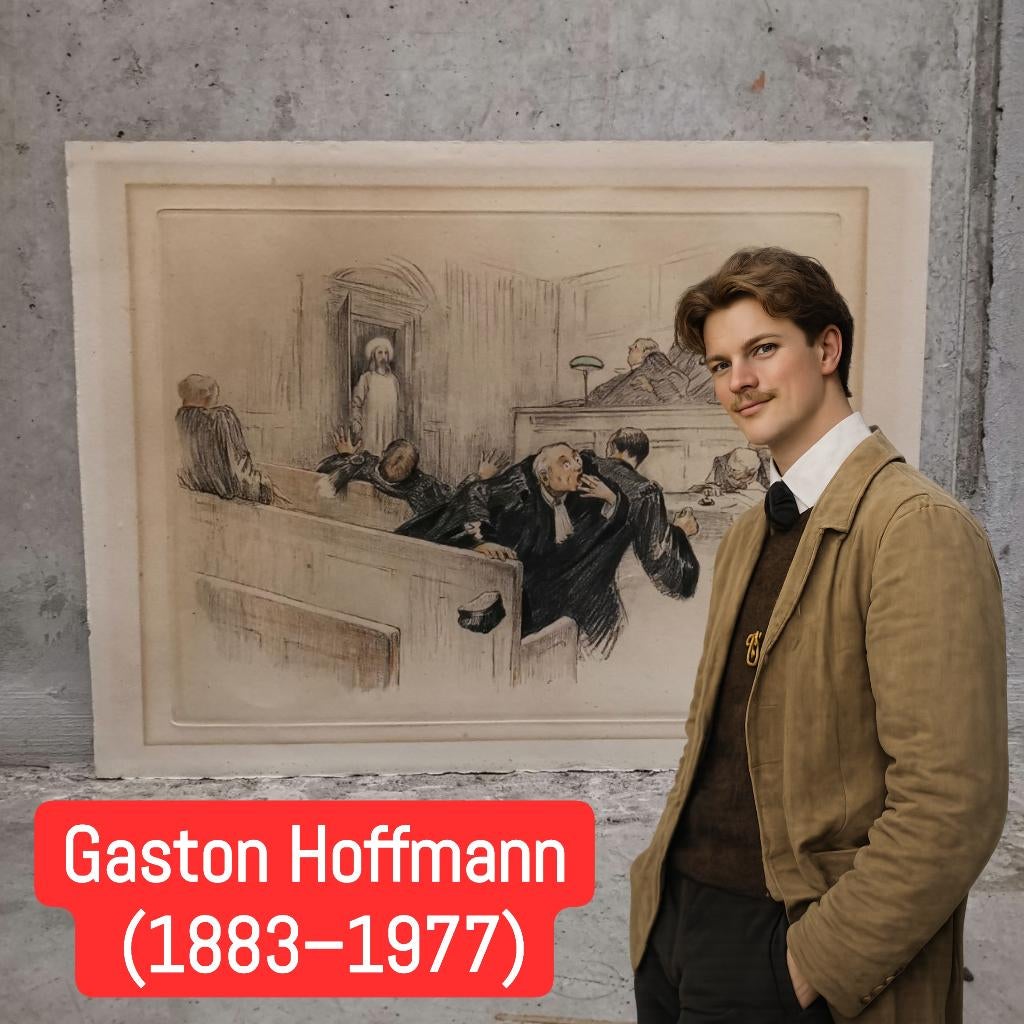 'Le Trouble Jésus' (ca. 1940–1960) – Gaston Hoffmann, Antiek en Kunst, Ophalen, Ets, Gesigneerd