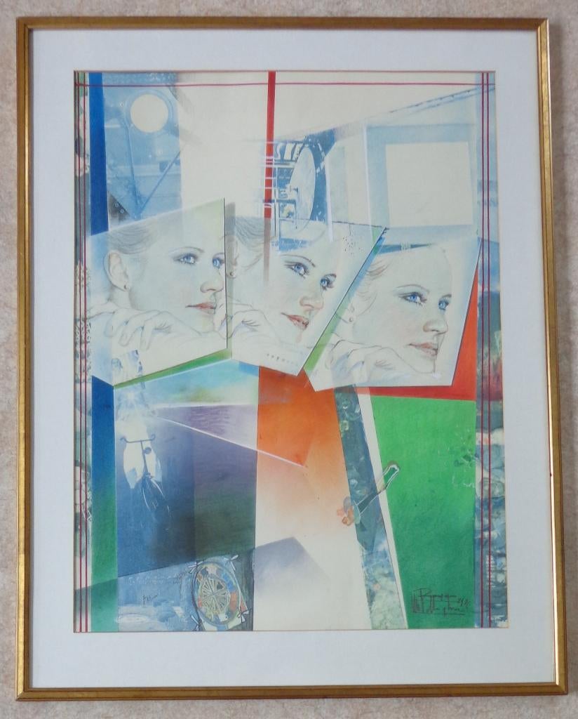 ROGER VAN BELLEGHEM / DRIEVOUD / ORIGINEEL WERK / 88x69cm, Enlèvement