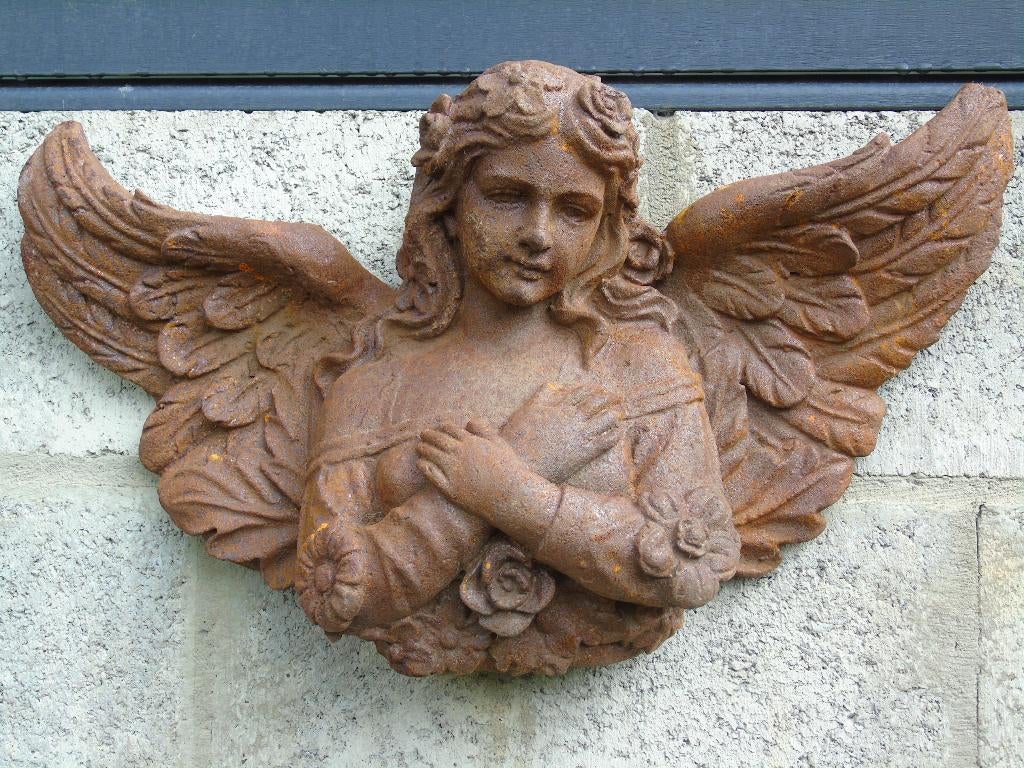 Roestige gietijzeren wandengel, groot model., Ophalen of Verzenden, Nieuw