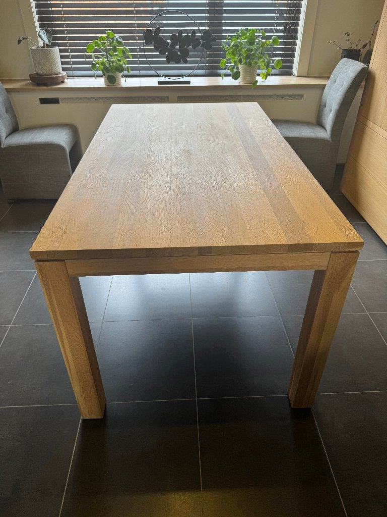 Eiken tafel met stoelen, Ophalen, Eikenhout, 50 tot 100 cm, Zo goed als nieuw