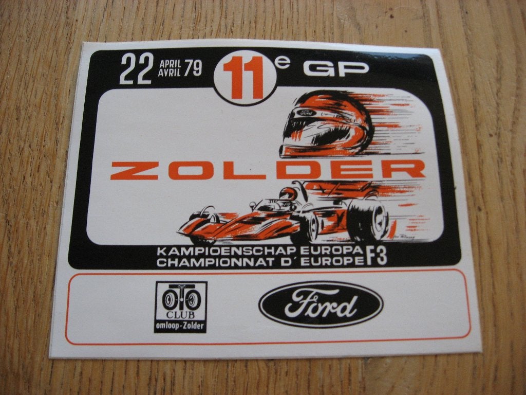 Autocollant Ford F3 du 11e GP de Zolder Championship Europe, Enlèvement ou Envoi, Neuf, Sport