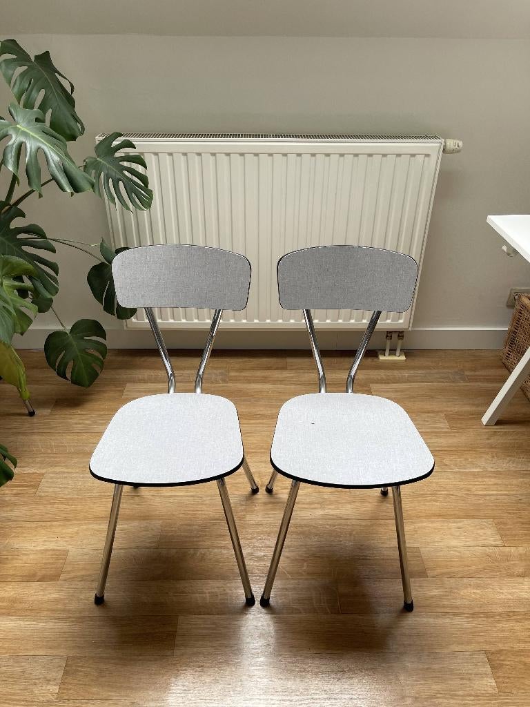 Chaise vintage en formica, Gris, Deux, Enlèvement, Utilisé