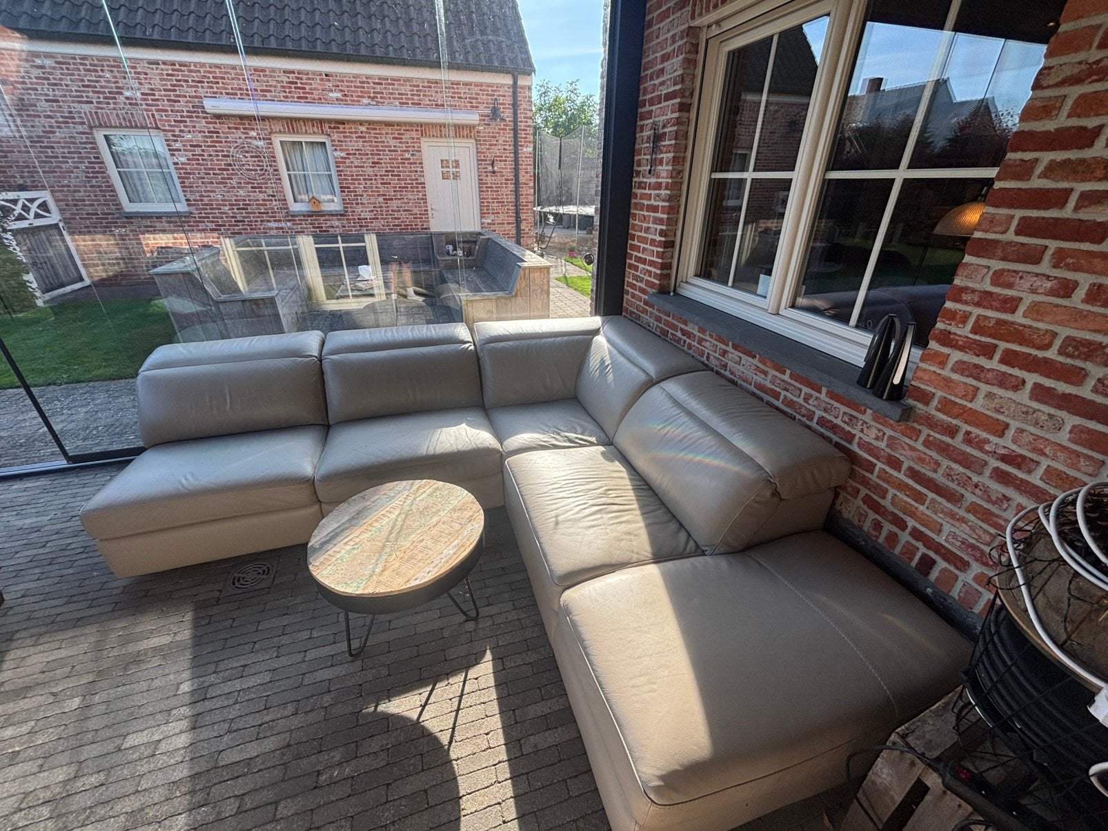 Zetel L-vorm, Ophalen, Gebruikt, Hoekbank, Leer