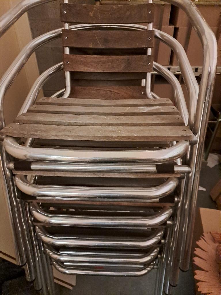 terrasstoelen, Tuin en Terras, Tuinstoelen, Ophalen, Zo goed als nieuw, Aluminium, Stapelbaar